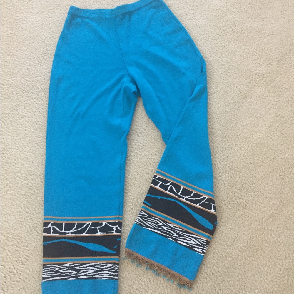 Ali Miles Turquoise Beaded Hi Waist Pants S - Picture 1 of 8